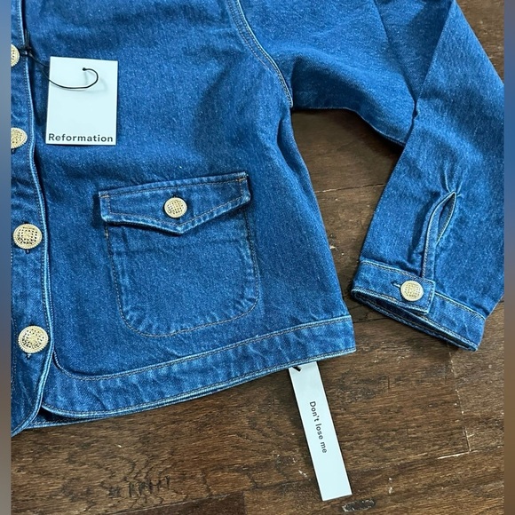 Reformation-Braxton Denim Jacket-dark blue-size Large-brand new-Retail $218 - Picture 15 of 15